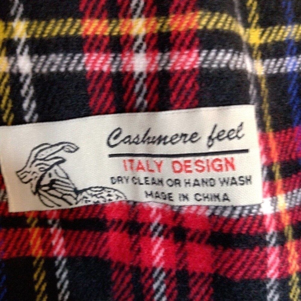 Cashmere Feel Italy Design Womens Scarf Plaid w/ Fringe Unisex Warm Soft Wrap - Picture 4 of 5